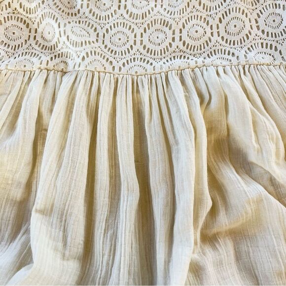 Sanctuary Boho Cream Tunic Puff Sleeves Smocked Bodice Cottagecore Dress SZ XS - Picture 13 of 15